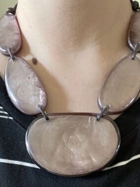 Style & Co Statement Resin Oval Necklace in Mauve Pink